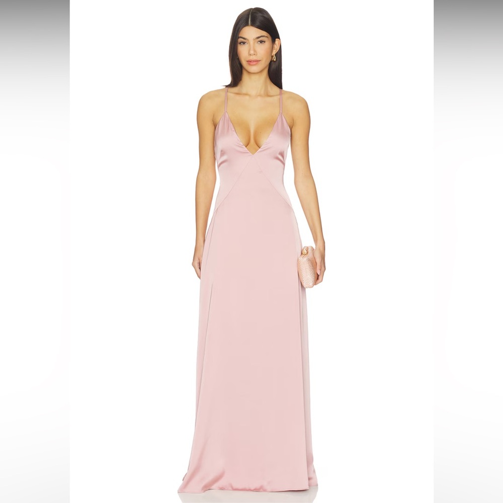 Lovers + Friends Satin Blush Pink Maxi Dress